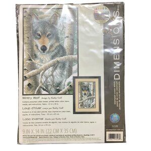 Dimensions Wintry Wolf Cross Stitch Kit 3228 9"x14" Kathy Goff Design NEW NWT